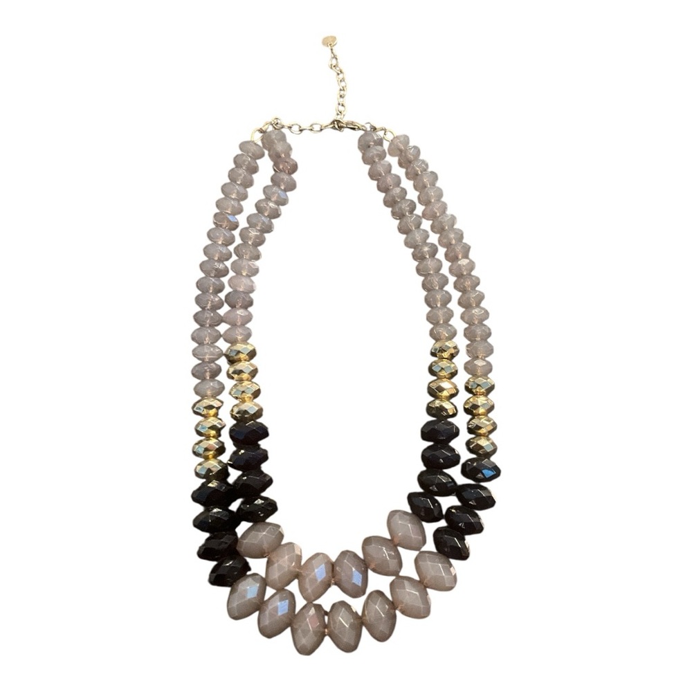 LOFT Black, Gray, and Gold Beaded Necklace